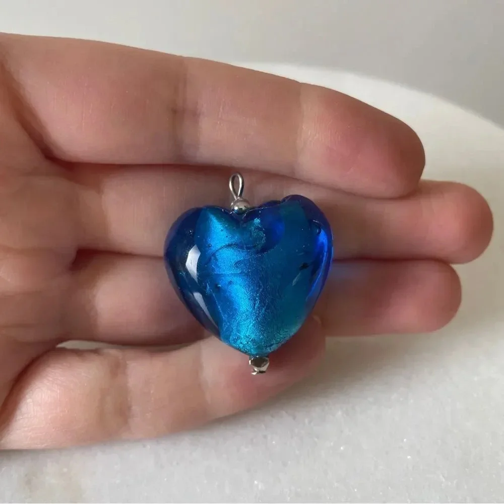 Blue Murano glass  heart‎ shaped pendant - Picture 5 of 7
